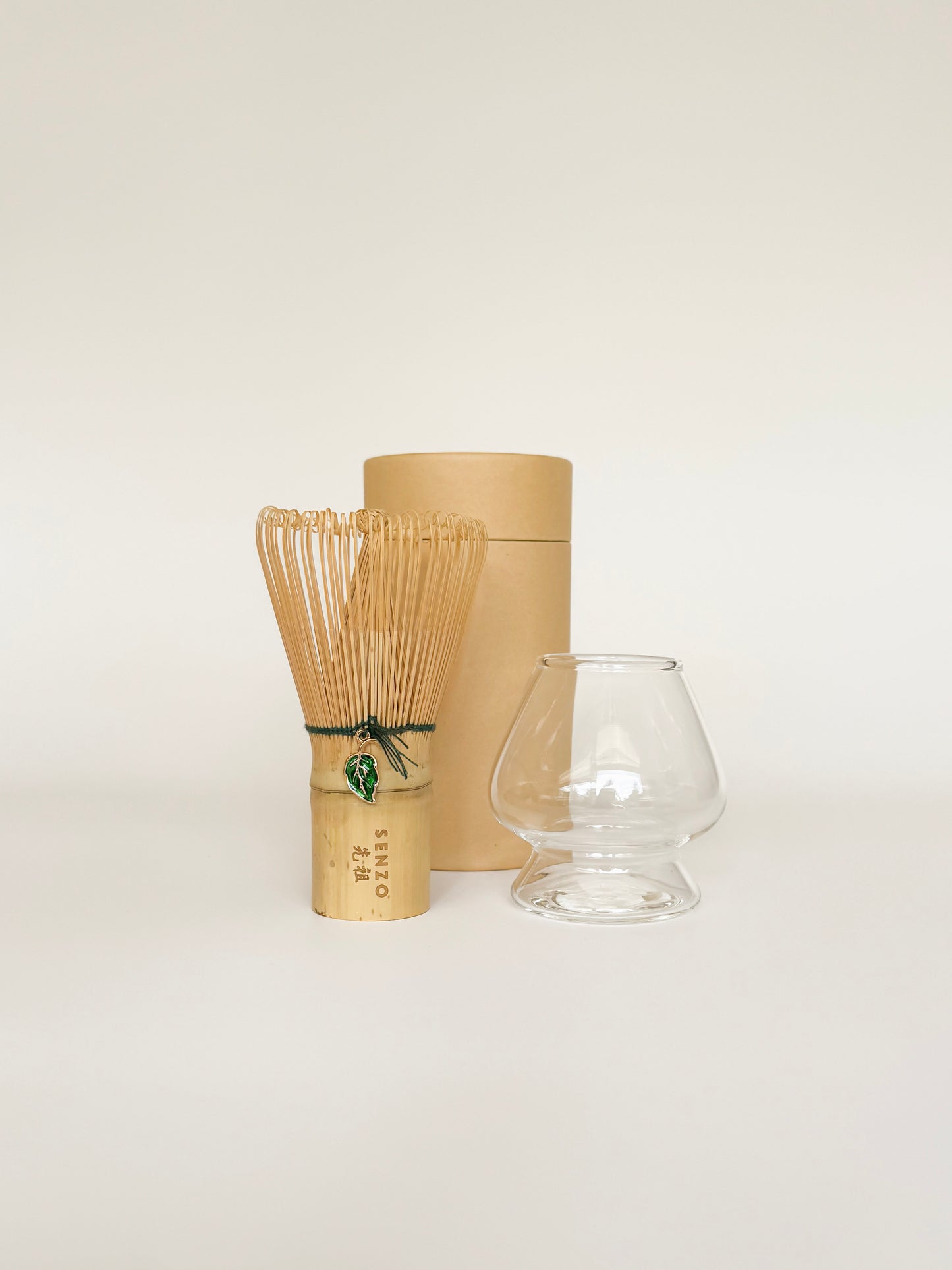 Bamboo Matcha Whisk & Glass Whisk Holder Set